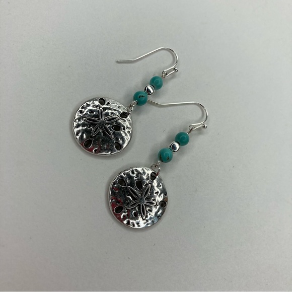 ๐ฐ ๐ ๐ ๐ ๐ ๐ฐ Sand Dollar and Turquoise Dangle Earrings - Picture 7 of 15